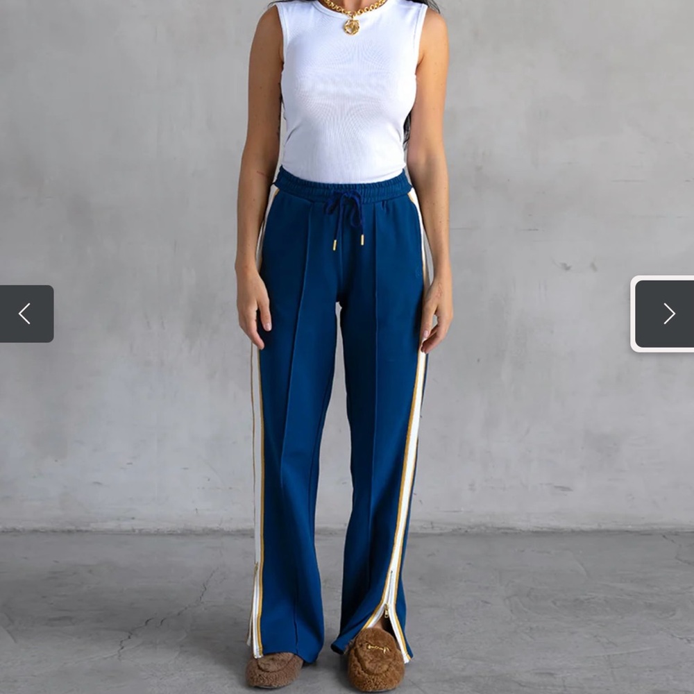 Care Tucker Blue Women's Suit Pants with Side Stripes